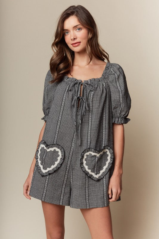 Estelle Black Heart Romper