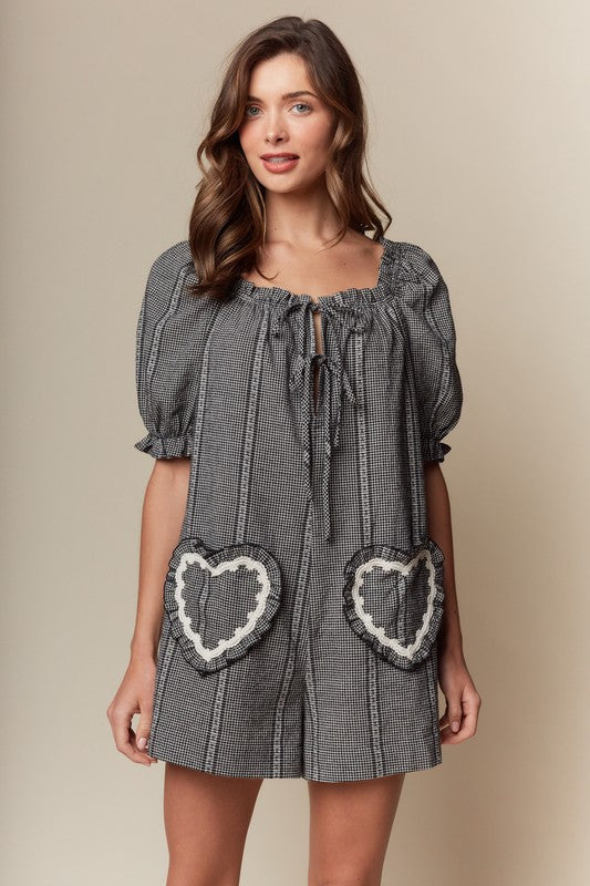 Estelle Black Heart Romper