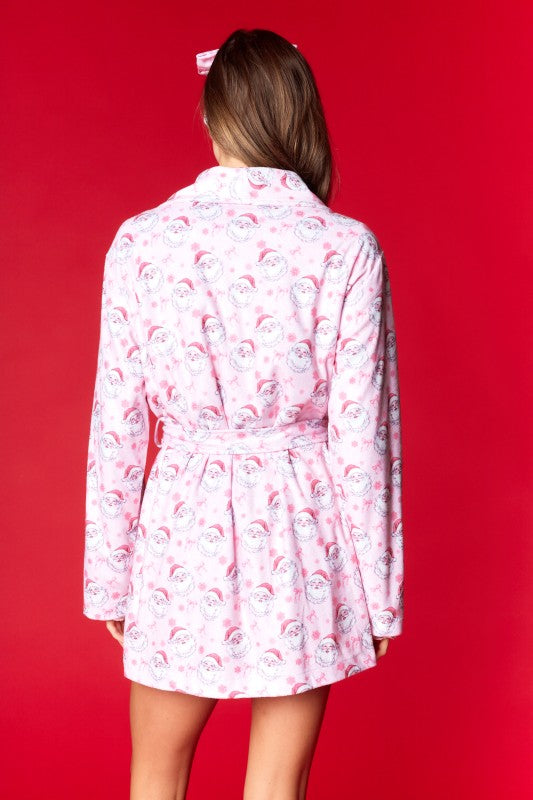 Santa Print Robe & Headband Set