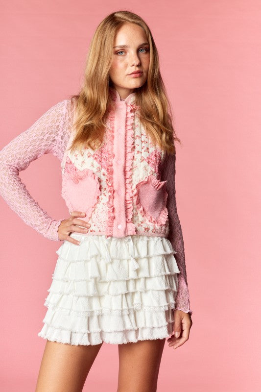Quilted Floral Heart Pocket Vest