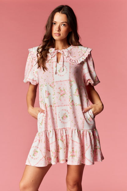 Cottage Floral Dress Pink