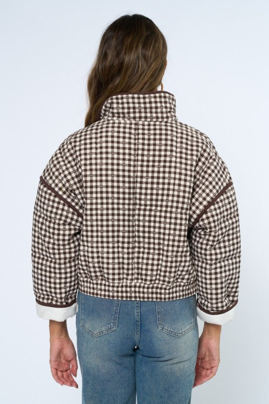 Gingham Puffer Jacket