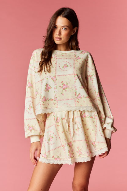 Vintage Floral Lounge Set Lemon