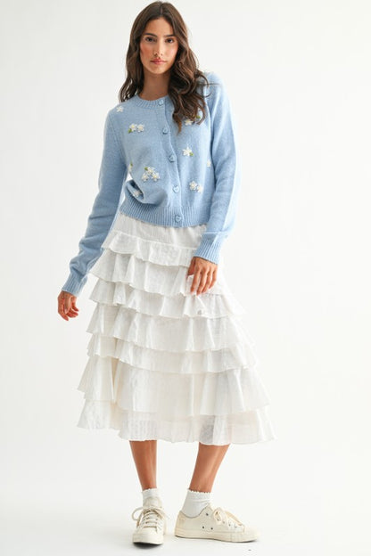 Daisy Embroidery Knit Cardigan