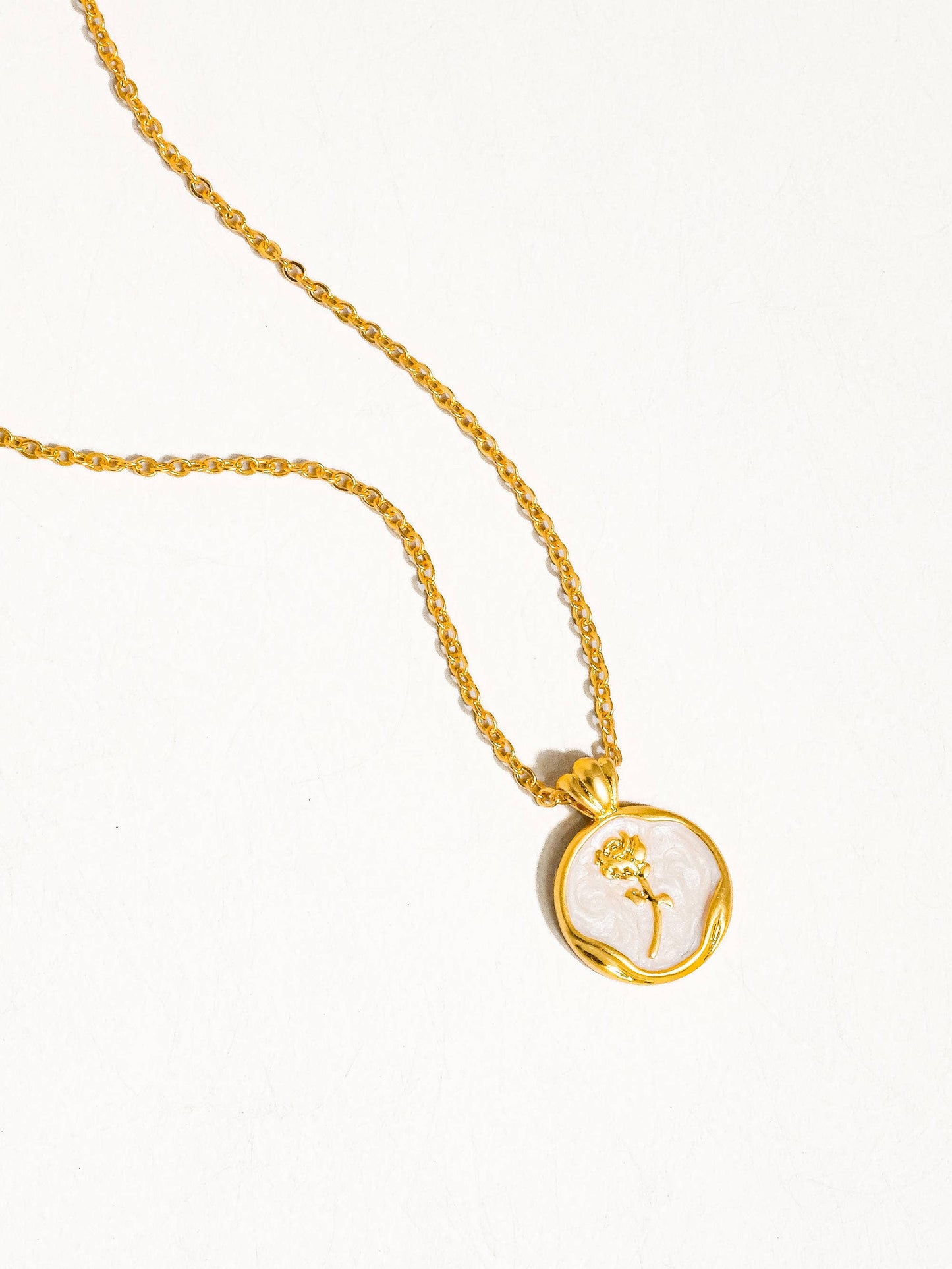 Mia 18K Gold Plated Rose Coin Pendant Necklace