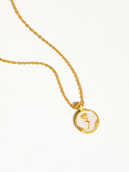 Mia 18K Gold Plated Rose Coin Pendant Necklace