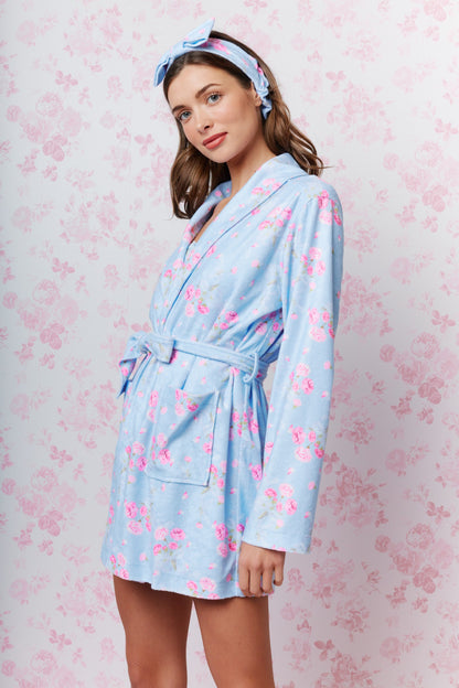 Bridgertea Blue Toile Robe & Headband Set