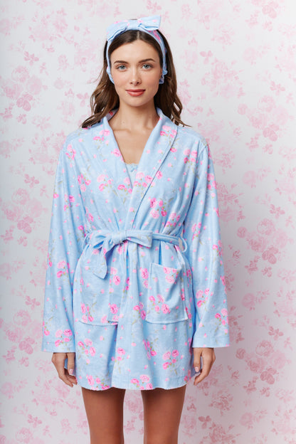 Bridgertea Blue Toile Robe & Headband Set