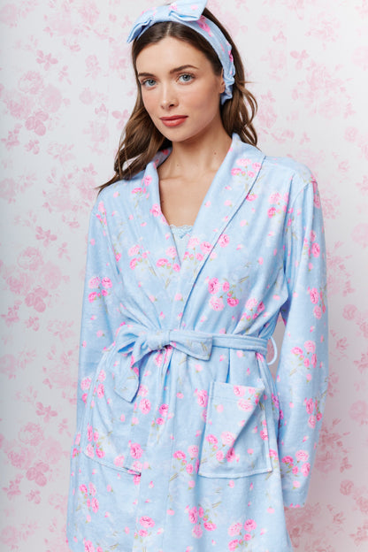 Bridgertea Blue Toile Robe & Headband Set