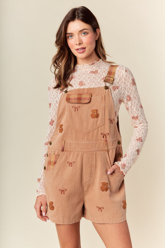 Sweet Dreams Embroidery Overall Shorts