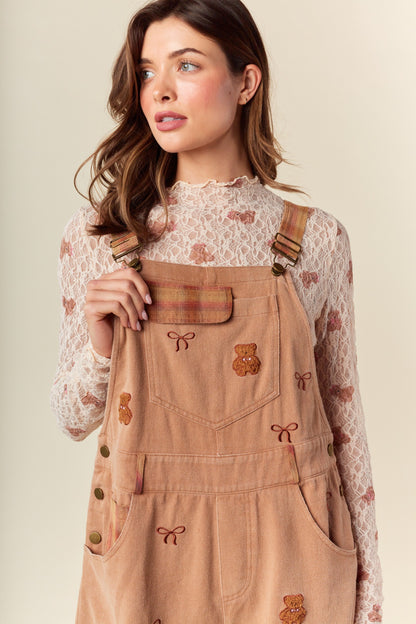 Sweet Dreams Embroidery Overall Shorts