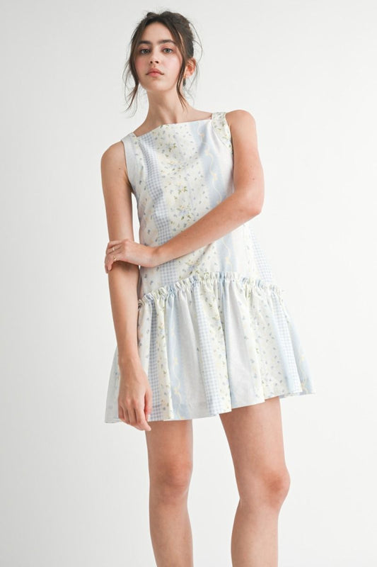 Principessa Floral Print Patchwork Dress