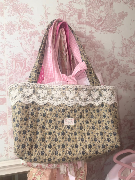 Blue Flowers Handmade Tote Bag