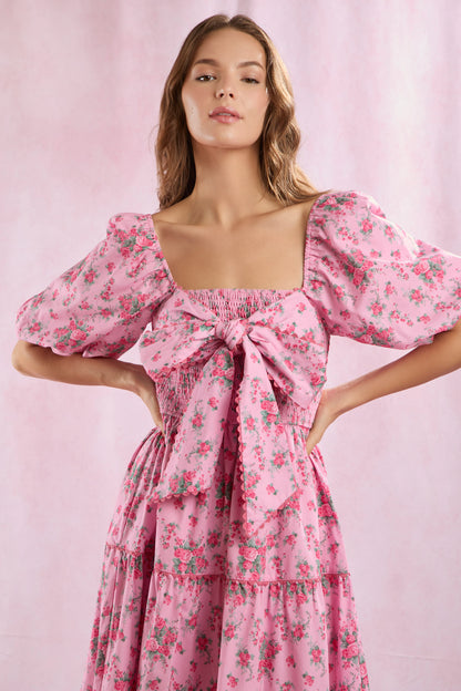 Pink Floral Midi Dress Pre Order
