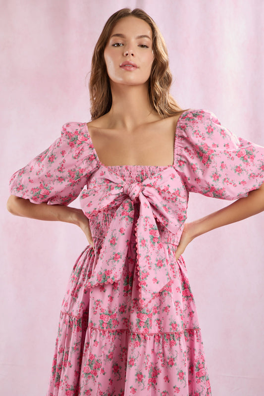 Pink Floral Midi Dress Pre Order