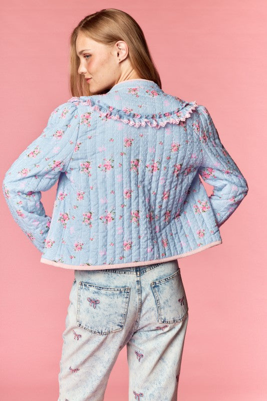 Floral Quilted Ruffle Jacket