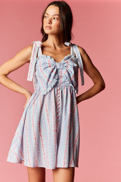 Pastel Floral Mini Dress Blue