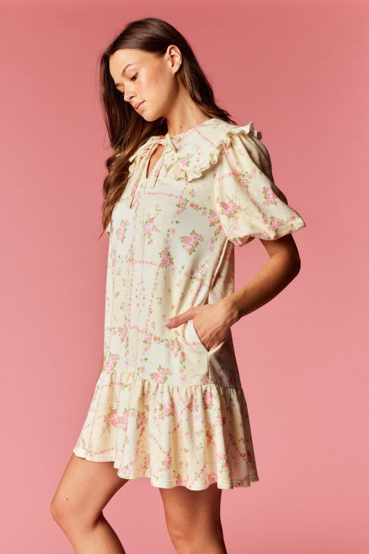 Cottage Floral Dress Yellow