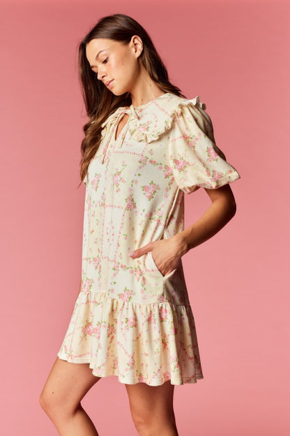 Cottage Floral Dress Yellow