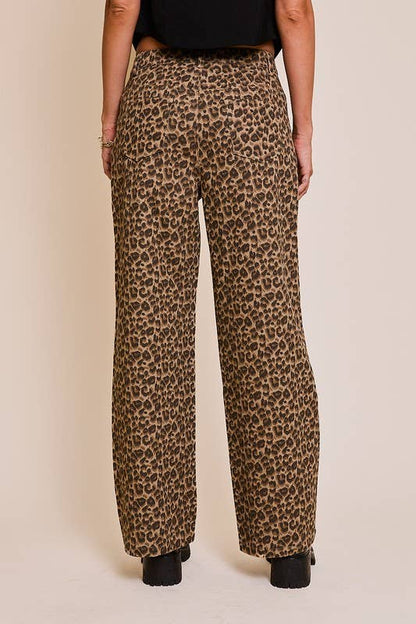 Cheetah In Love Comfy Cotton Wide Leg Animal Print Pants