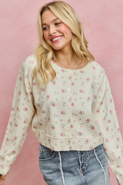 Floral Cardigan Sweater