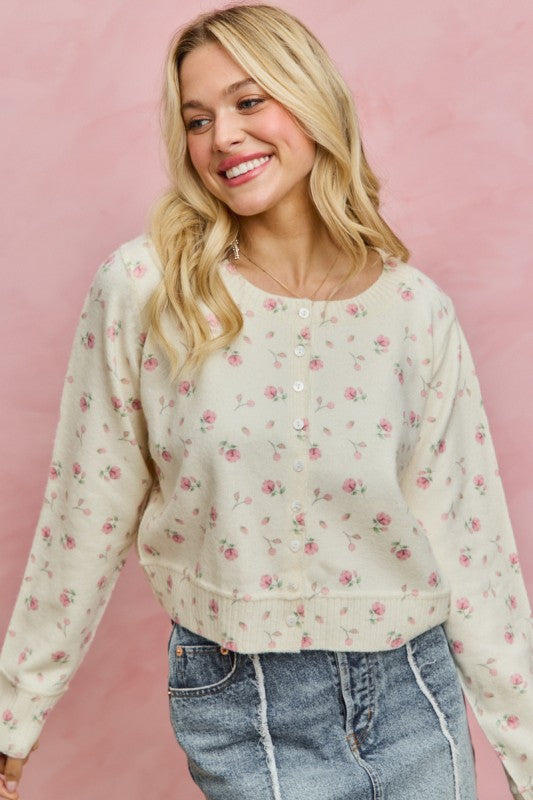 Floral Cardigan Sweater
