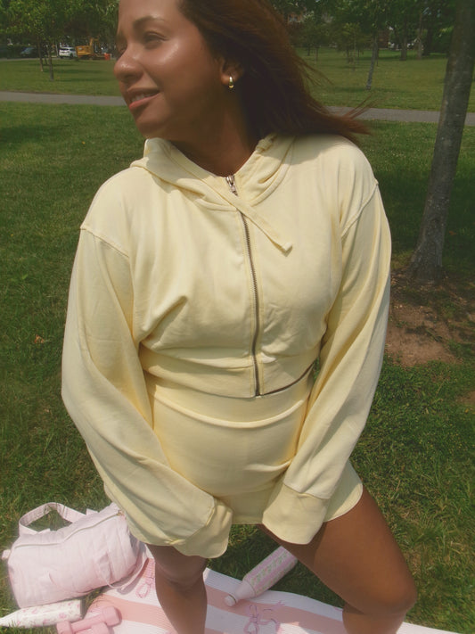 Banana Split Oversized Crop Hoodie