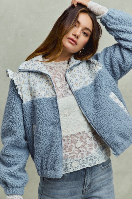 Faux Fur Sherpa Pull Jacket