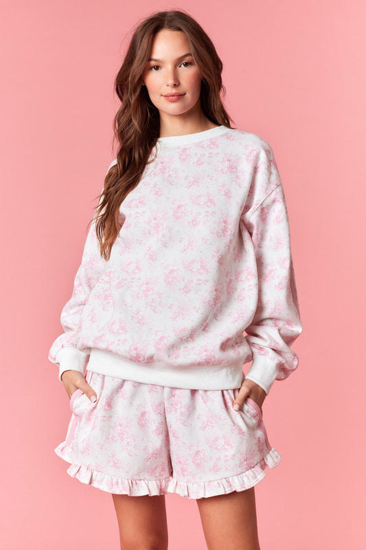 Floral Printed French Terry Sweatshirt