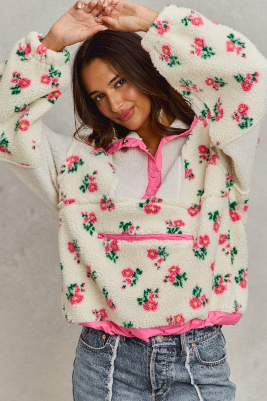 Floral Sherpa Pullover