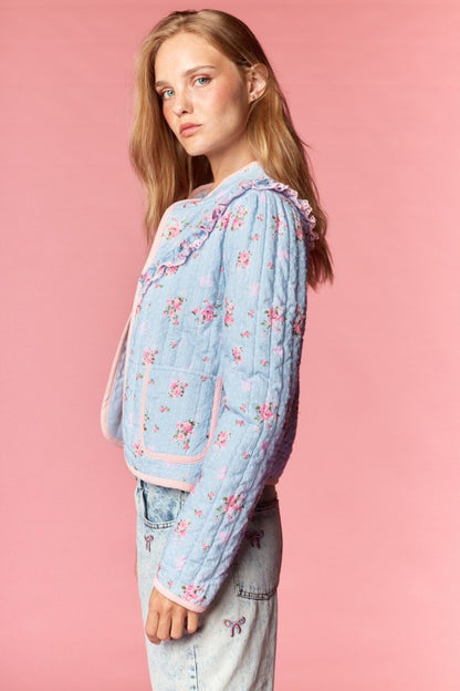 Floral Quilted Ruffle Jacket