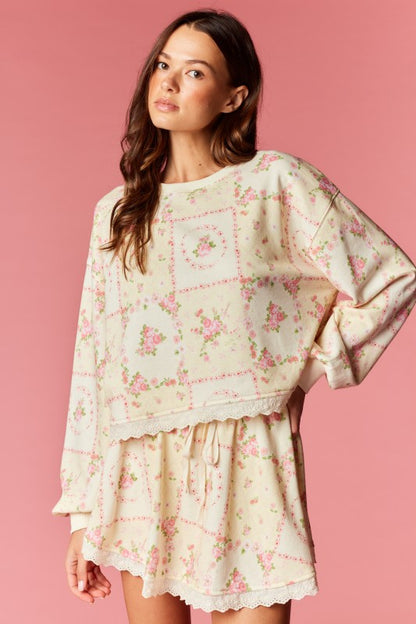 Vintage Floral Lounge Set Lemon