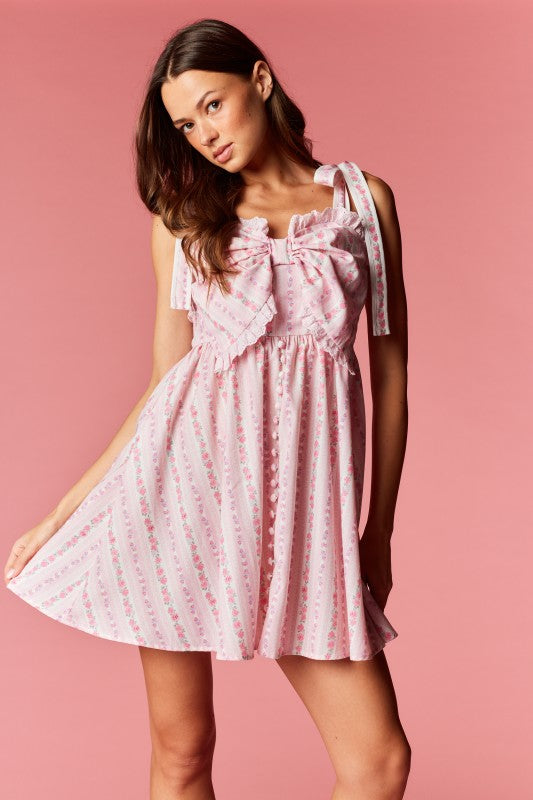 Pastel Floral Mini Dress Pink