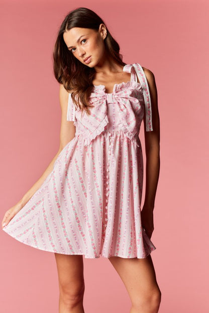 Pastel Floral Mini Dress Pink