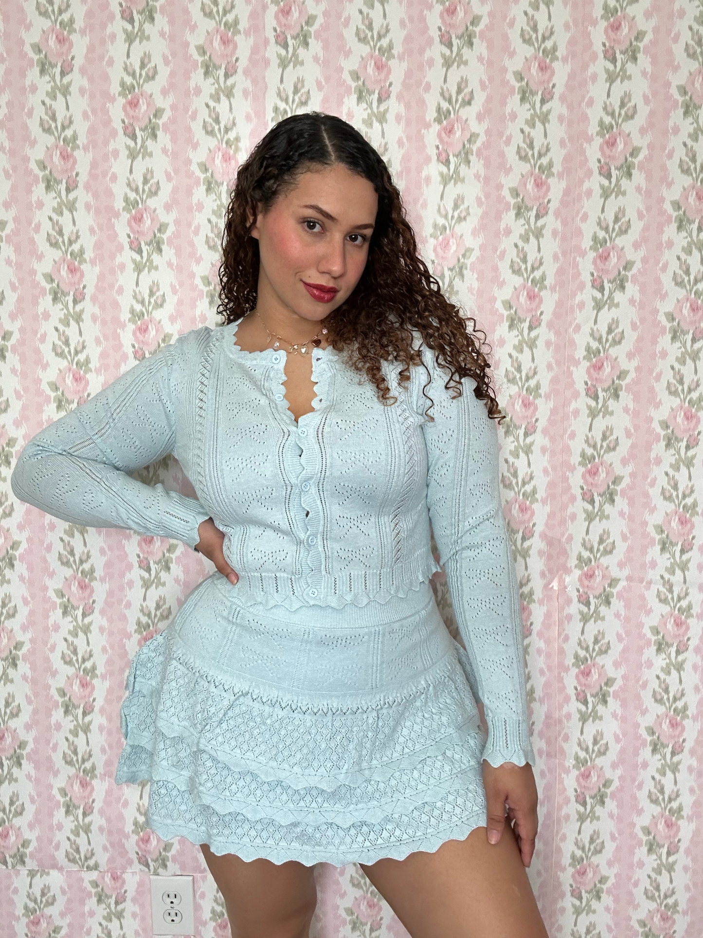 El Cisne Azul Bow Pointelle Skirt Set