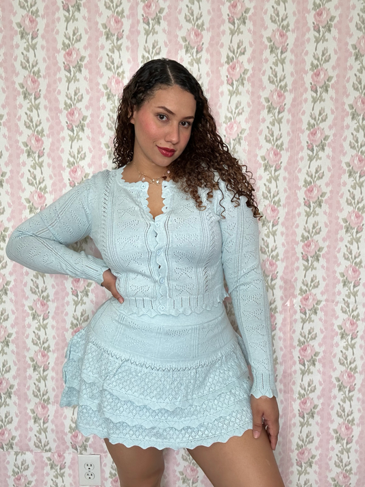 El Cisne Azul Bow Pointelle Skirt Set