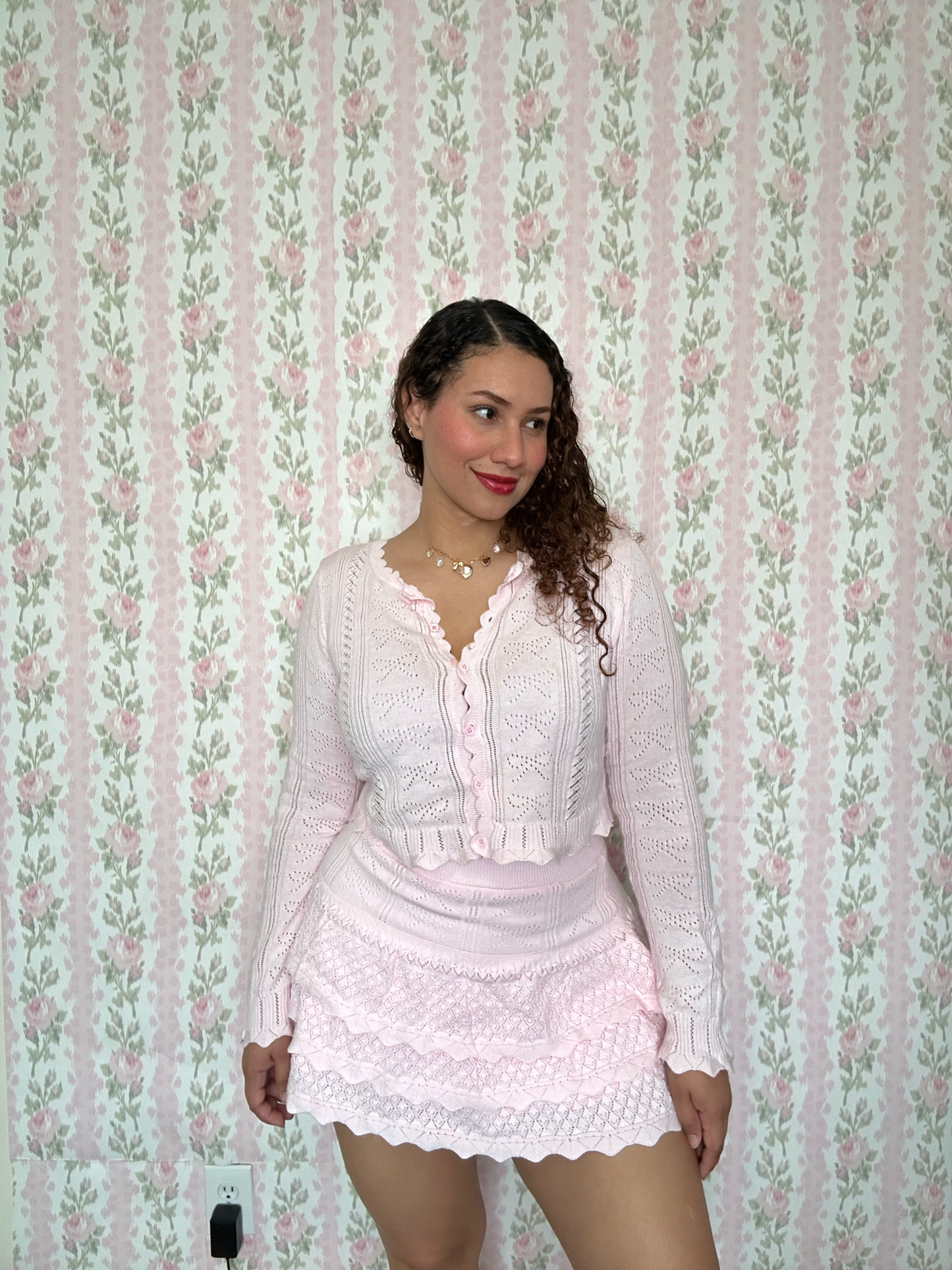 El Cisne Rosa Bow Pointelle Skirt Set