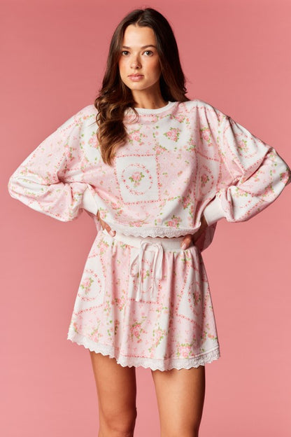 Vintage Floral Lounge Set Pink