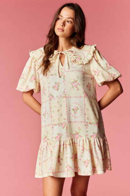 Cottage Floral Dress Yellow