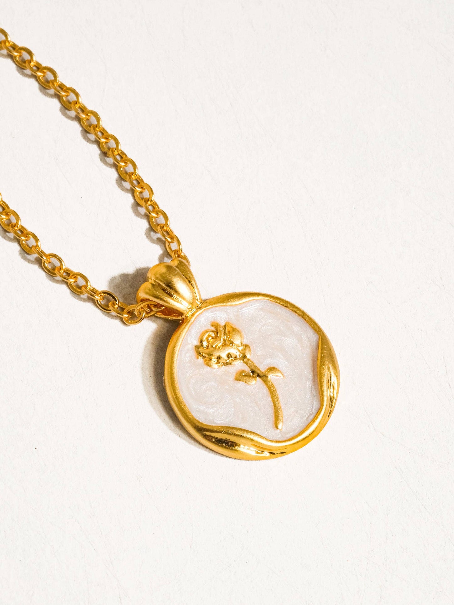 Mia 18K Gold Plated Rose Coin Pendant Necklace