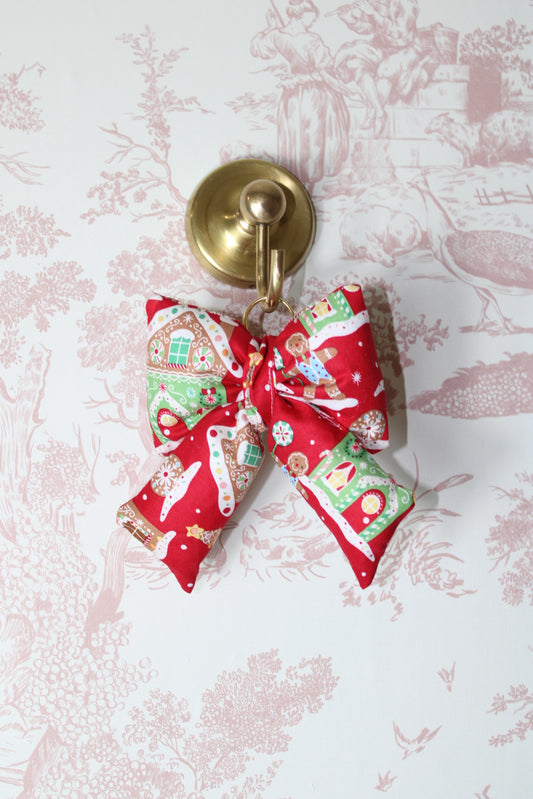 Gingerbread Puffy Bow Keychain