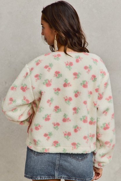 Floral Faux Fur Sherpa Jacket
