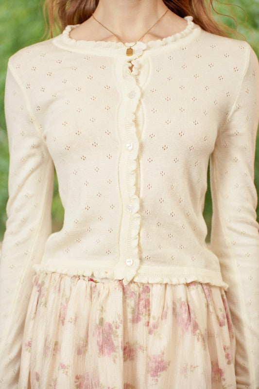 Theodora Ruffle Button Cardigan
