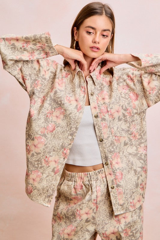 Floral Printed Button Up Shirt