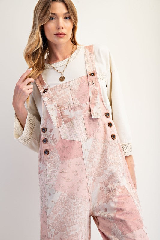 Vintage Patchwork Twill Overalls