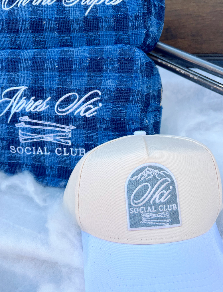 Ski Club - White & Beige Vintage Trucker Hat