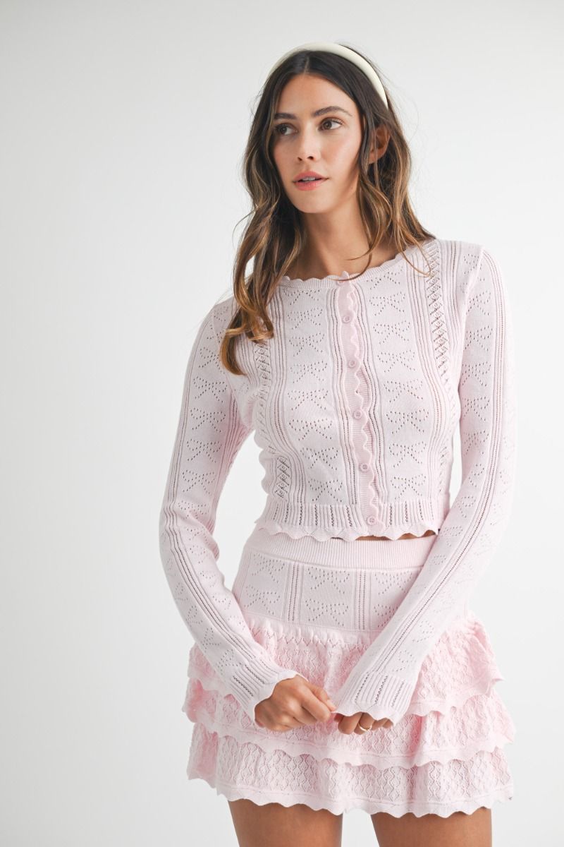 El Cisne Rosa Bow Pointelle Skirt Set