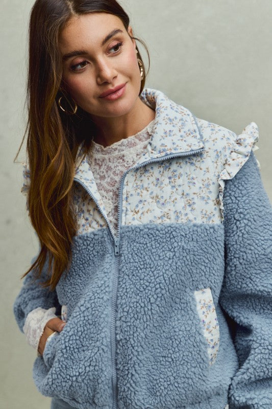 Faux Fur Sherpa Pull Jacket