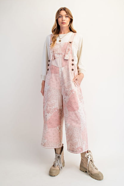 Vintage Patchwork Twill Overalls