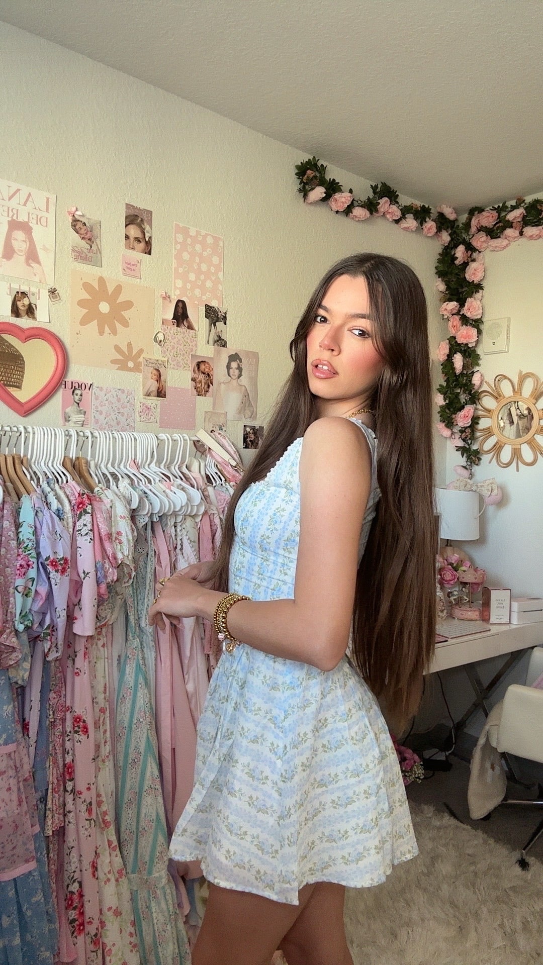 Whimsical Garden Blue Floral Mini Dress